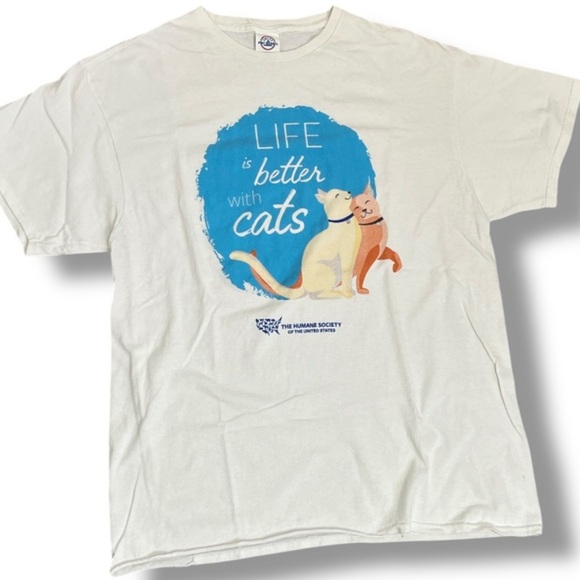 Delta Pro Weight T Shirt Size L Humane Society Life is Better with Cats Top VTG - Picture 1 of 11